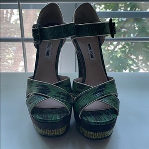 Miu Miu stamped snakeskin platform heels